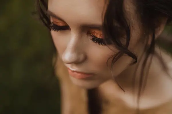 Soft-focus editorial portrait with natural makeup
