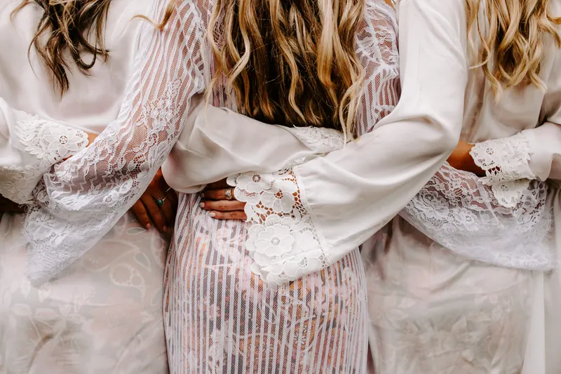 Bridal party in matching robes